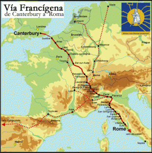 Mapa de la Vía Francígena